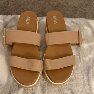 MIA Women's Beige Double Strap Sandals